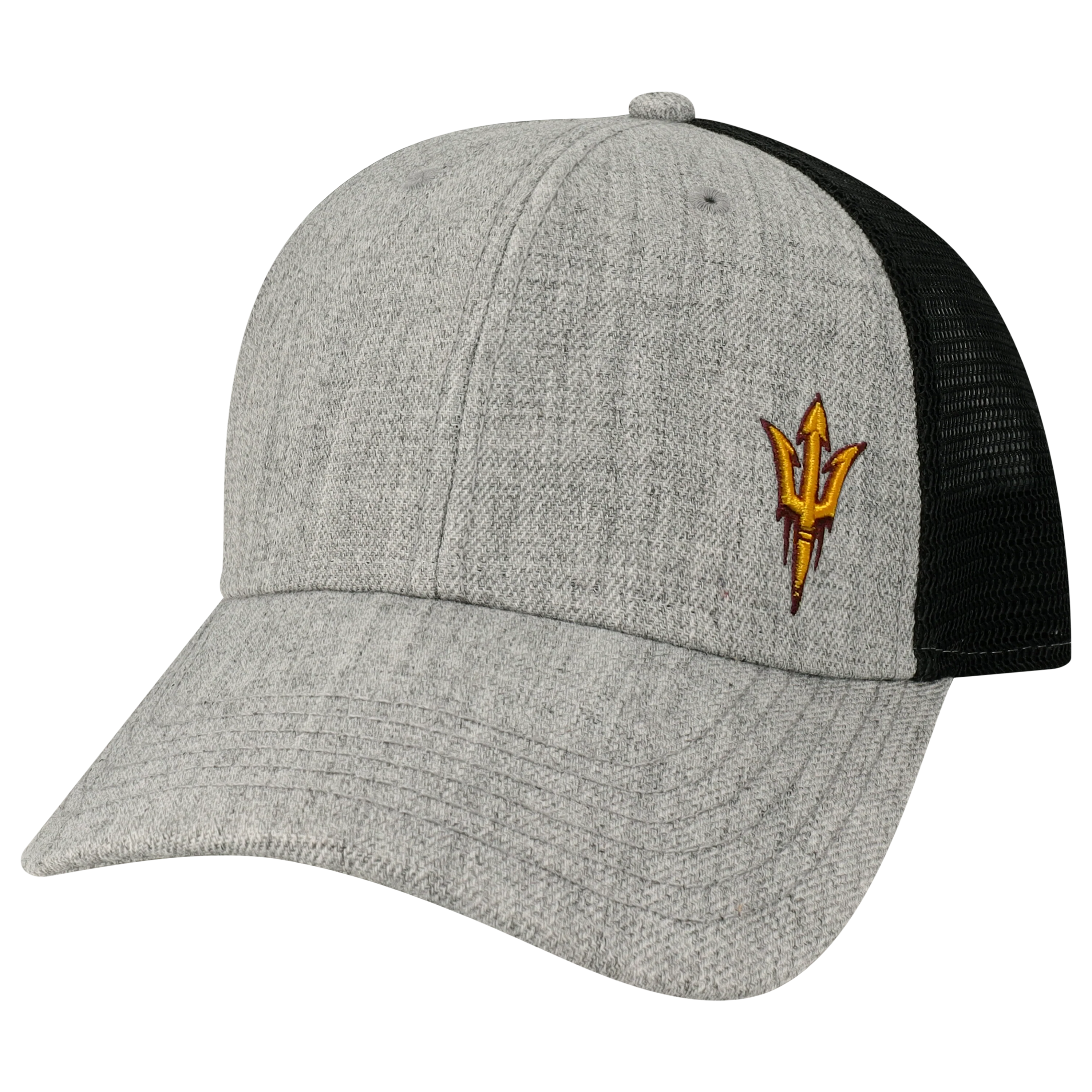 Arizona State Sun Devils Heather Grey/Black Lo-Pro Snapback Adjustable Trucker Hat - Image 4