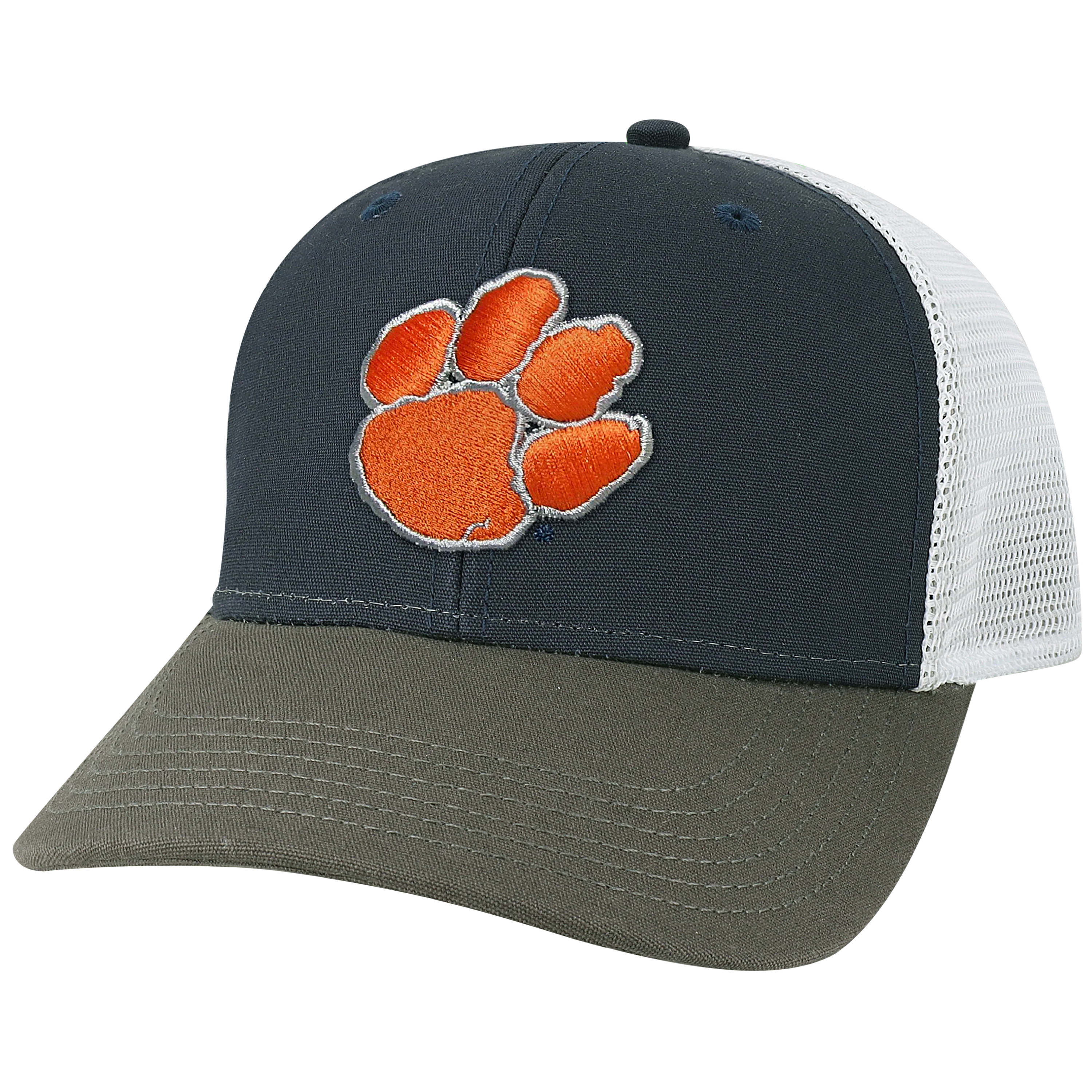 Clemson Tigers Navy/Dark Grey/Silver Mid-Pro Snapback Adjustable Trucker Hat