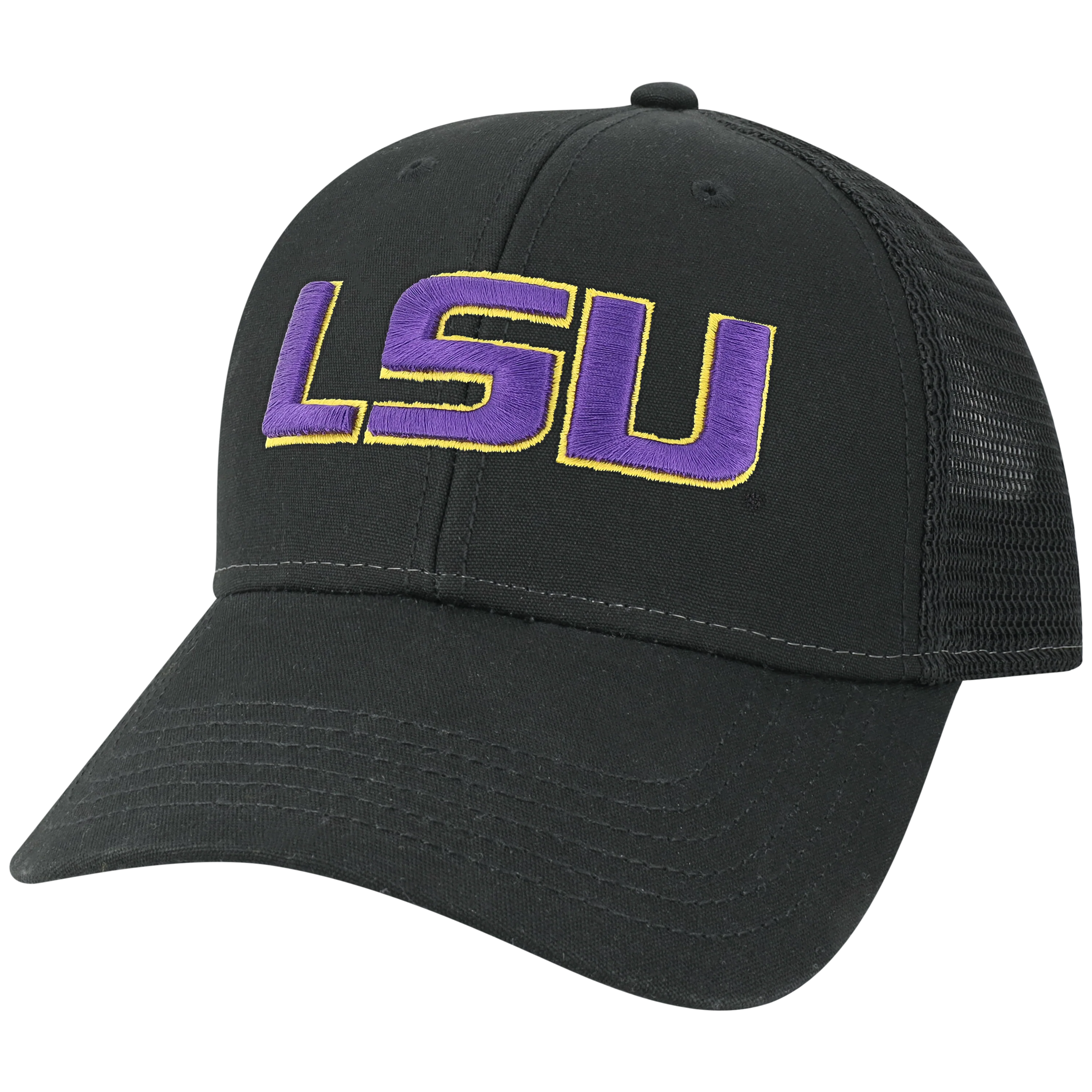 LSU Tigers Black Lo-Pro Snapback Adjustable Trucker Hat - Image 4