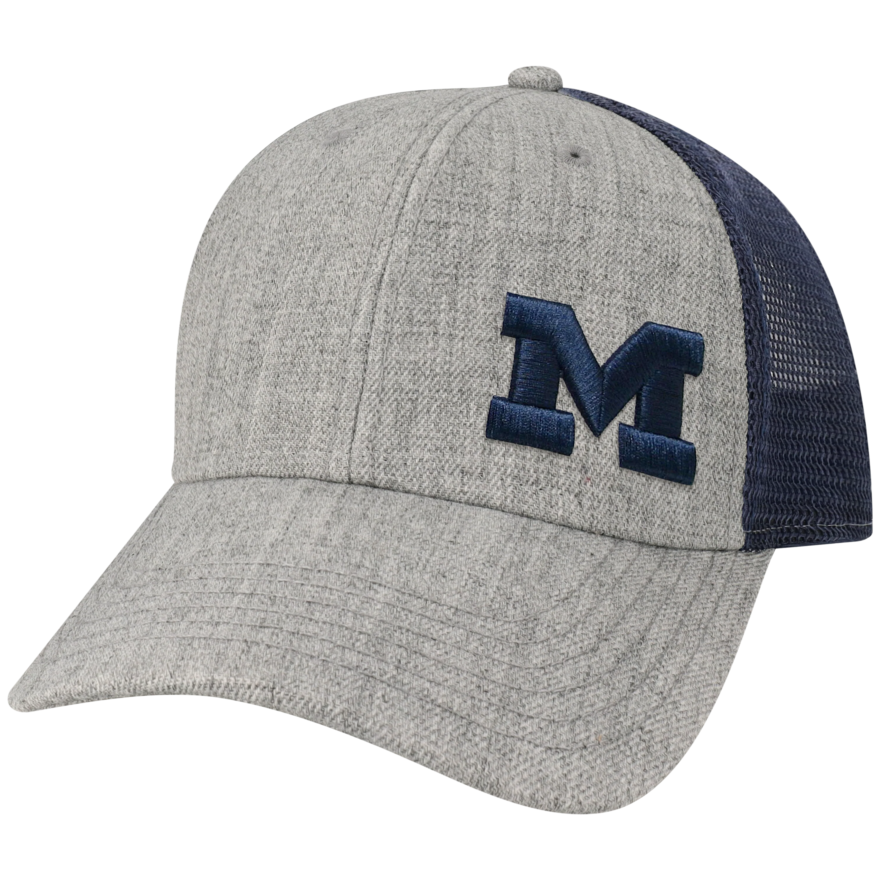 Michigan Wolverines Heather Grey/Navy Lo-Pro Snapback Adjustable Trucker Hat - Image 4