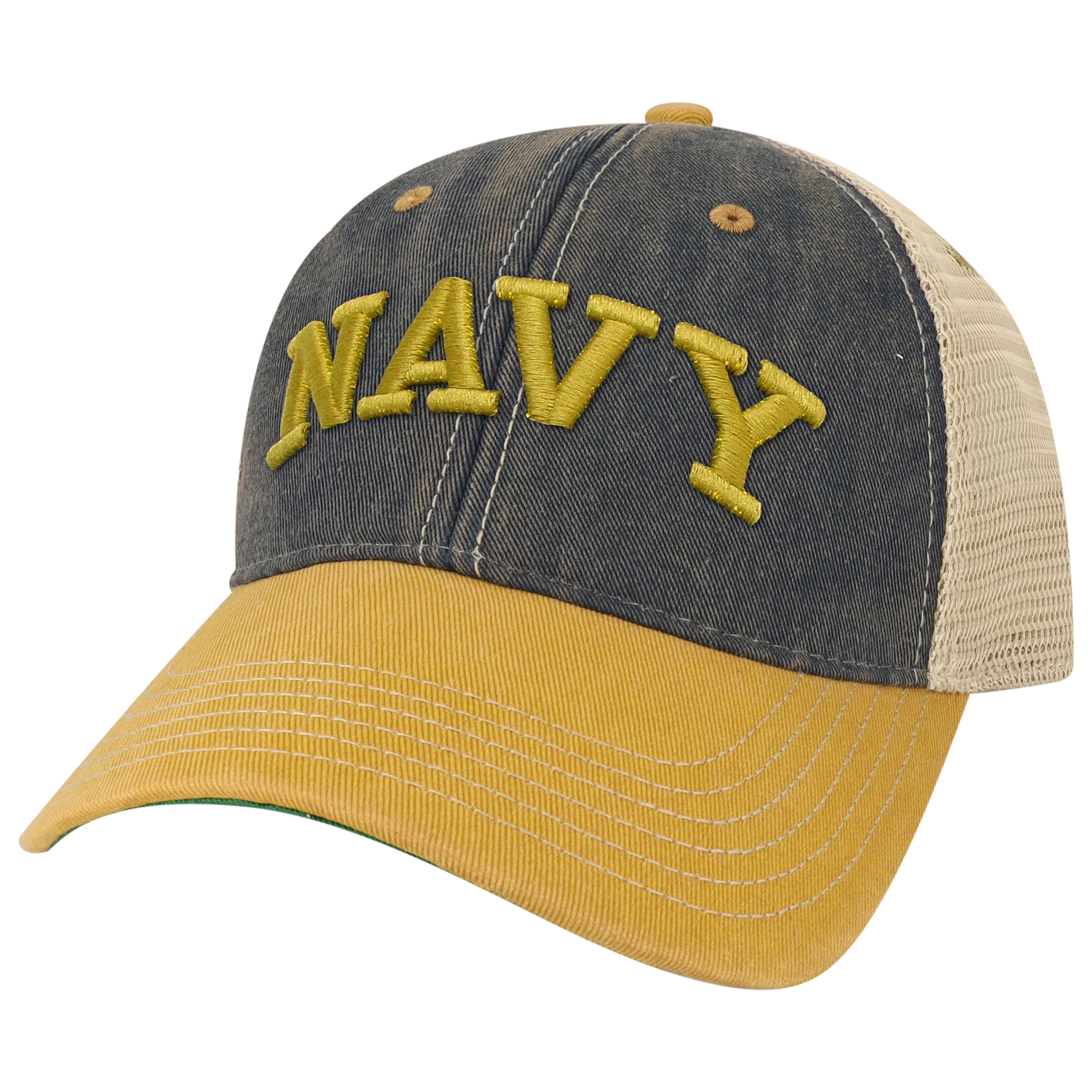 Navy Midshipmen OFA Navy/Yellow Old Favorite Adjustable Trucker Hat