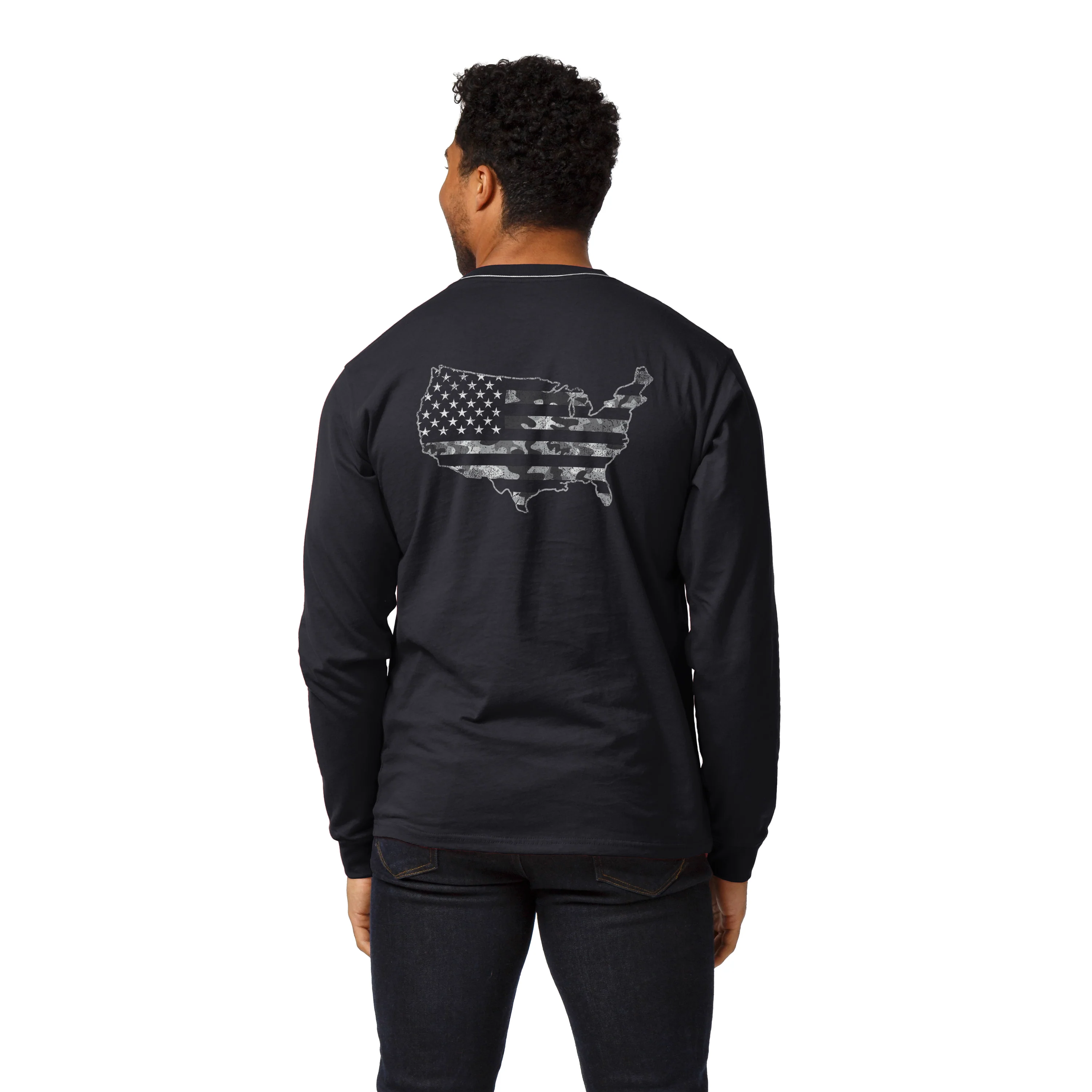 FOH Men's Black Long Sleeve Pocket Tee - Image 3