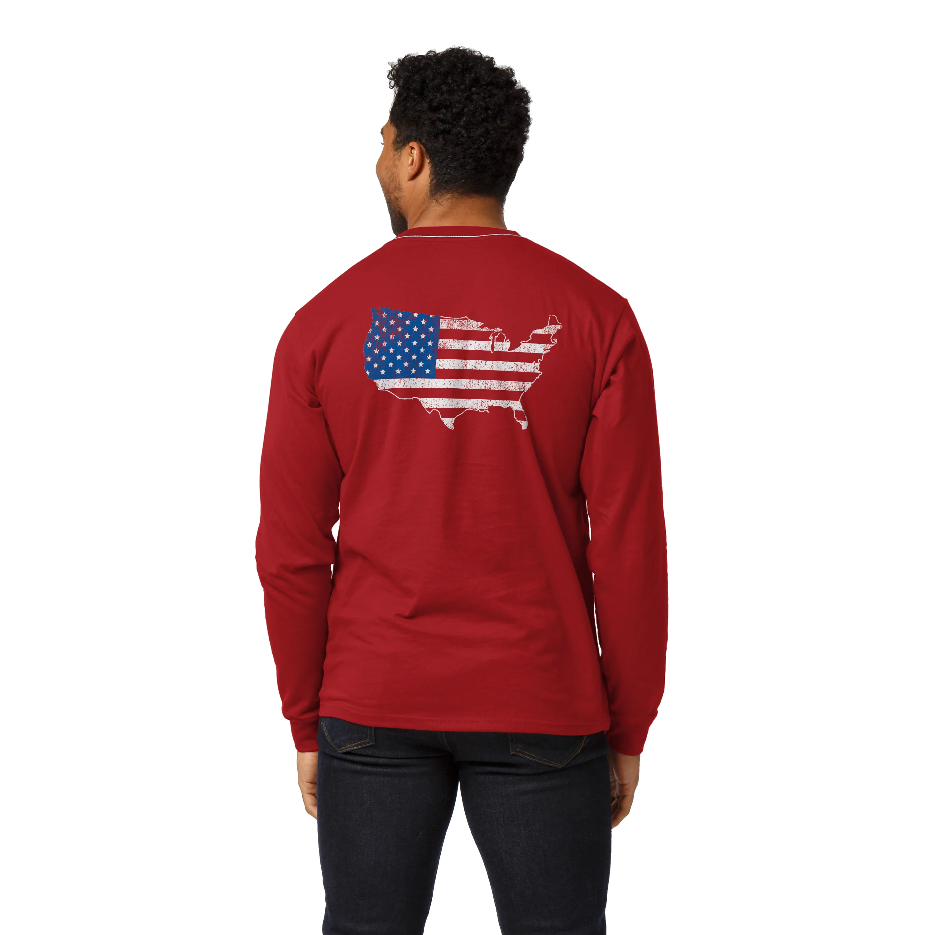 BT300 FOH Men's Red Long Sleeve Pocket Tee - Image 3