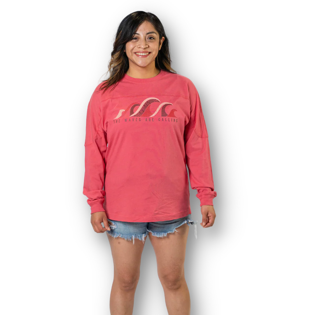 The Waves are Calling - Throwback Long Sleeve Tee - Image 2