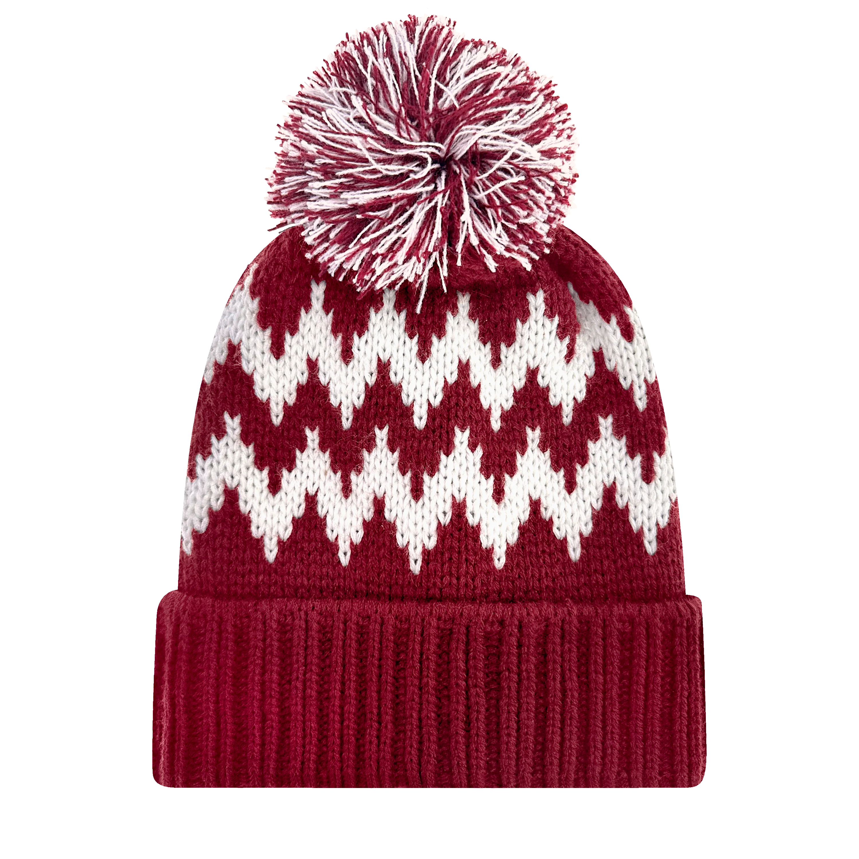 KZZB Zig Zag Cuff Beanie w/ Pom - Image 2