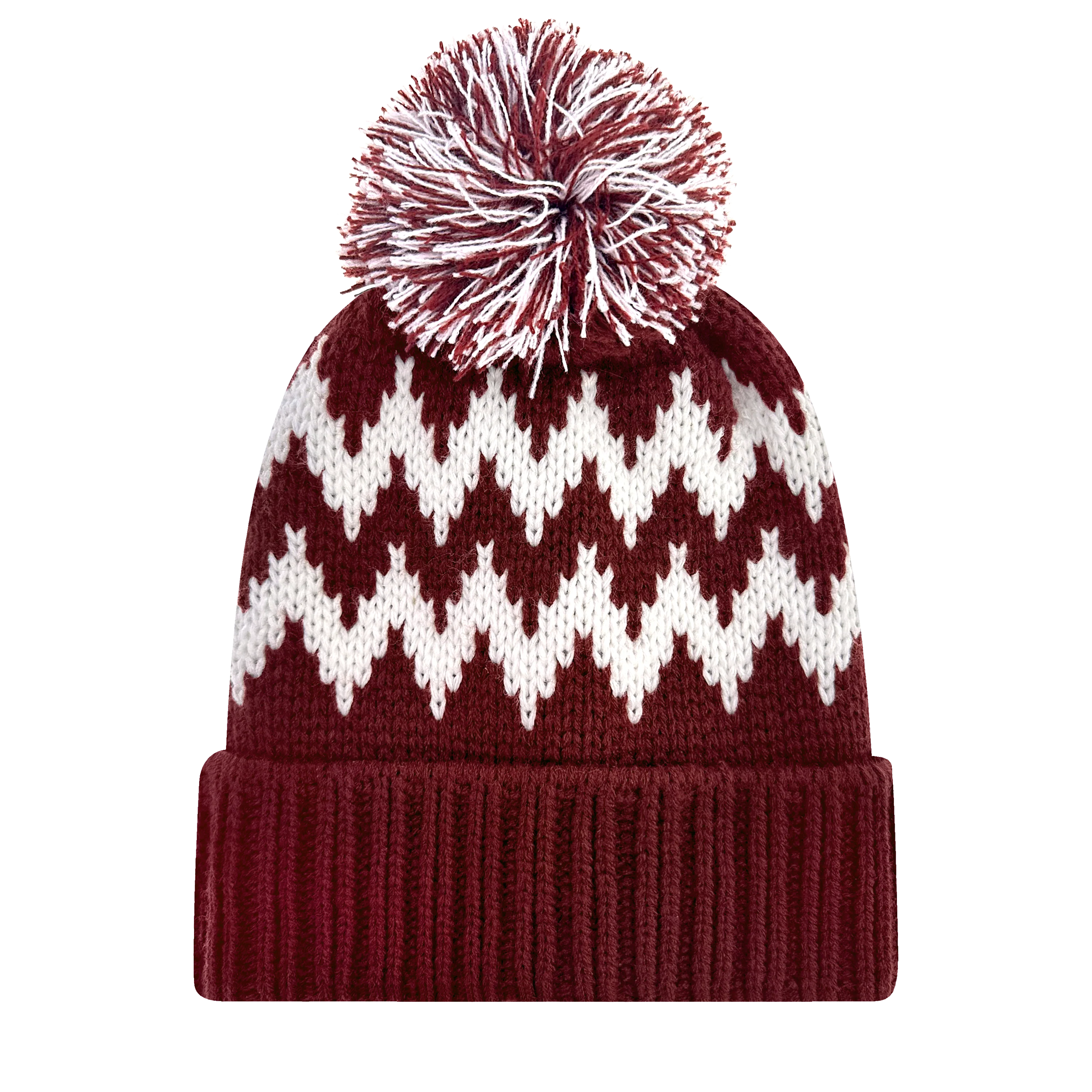 KZZB Zig Zag Cuff Beanie w/ Pom - Image 3