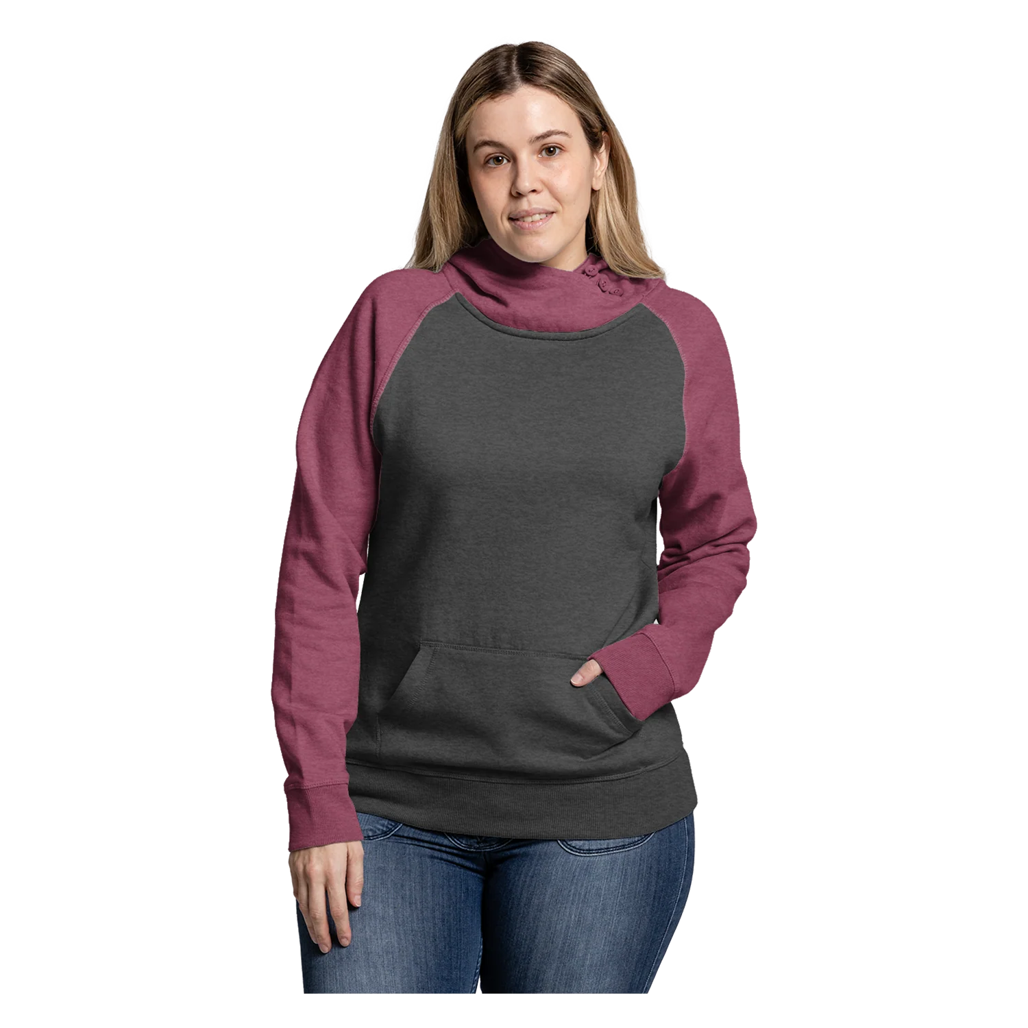 82182 Women's Cozy Asym Hood - Two Tone Colors - Image 3